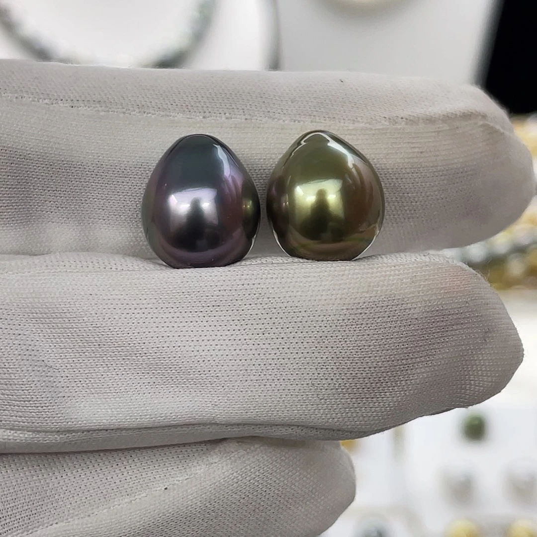 海水珍珠未镶嵌耳饰辣色水滴11.4-11.5mm