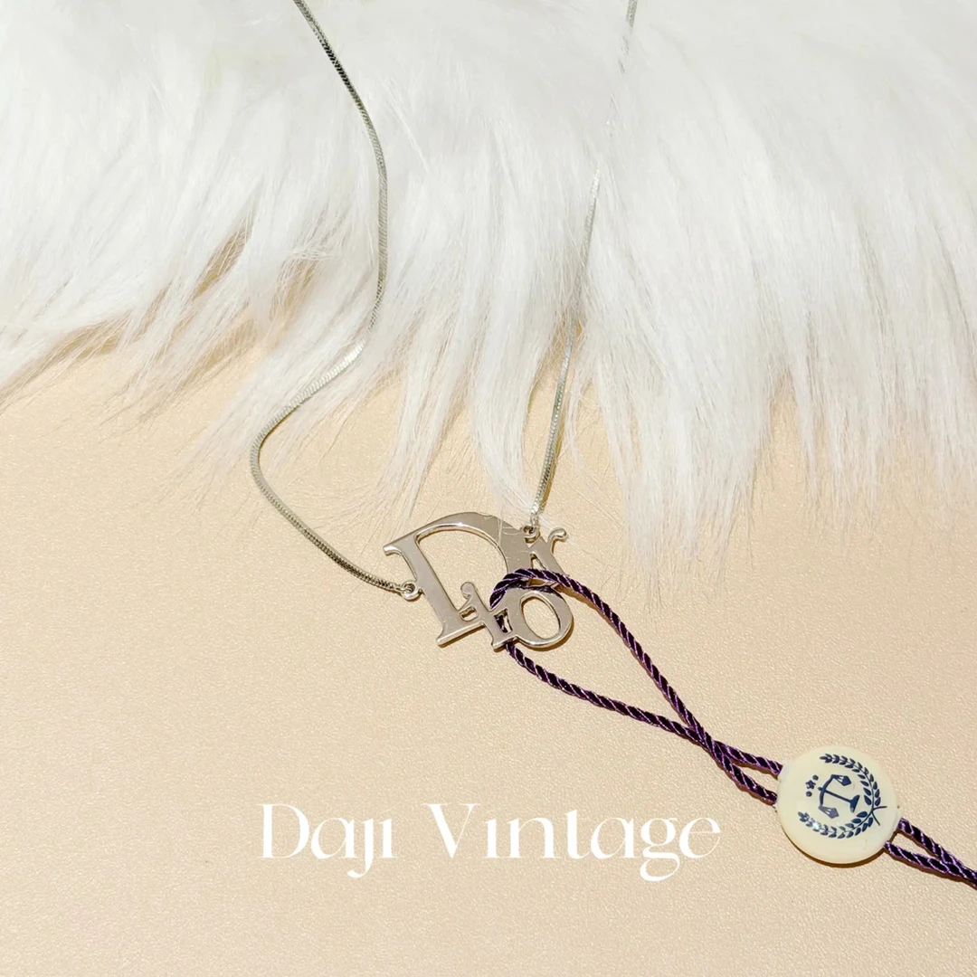95新 DIOR/迪奥 大吉中古sh/Dior迪奥银色光面字母项链