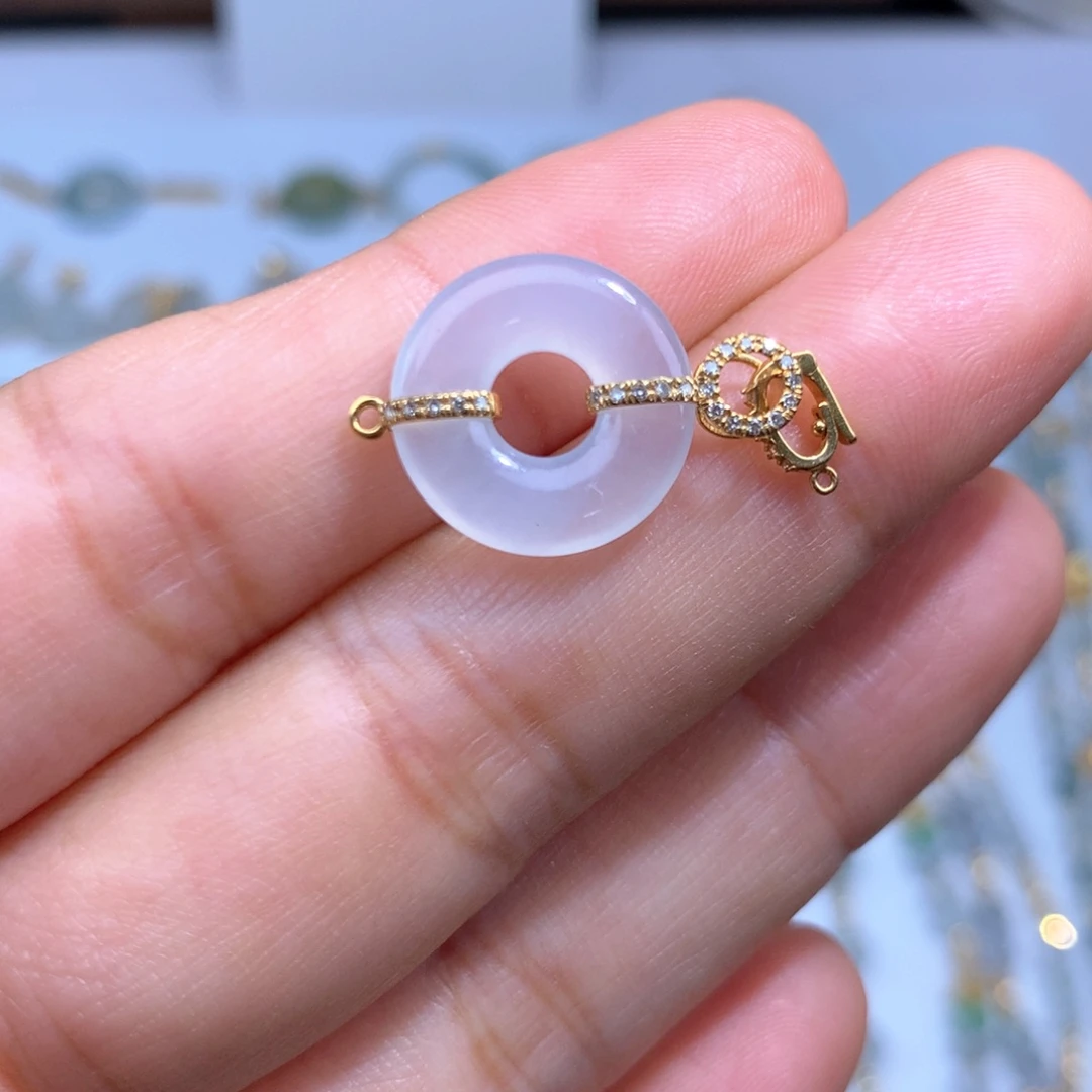 翡翠18K金镶嵌吊坠(不含链)甜甜圈