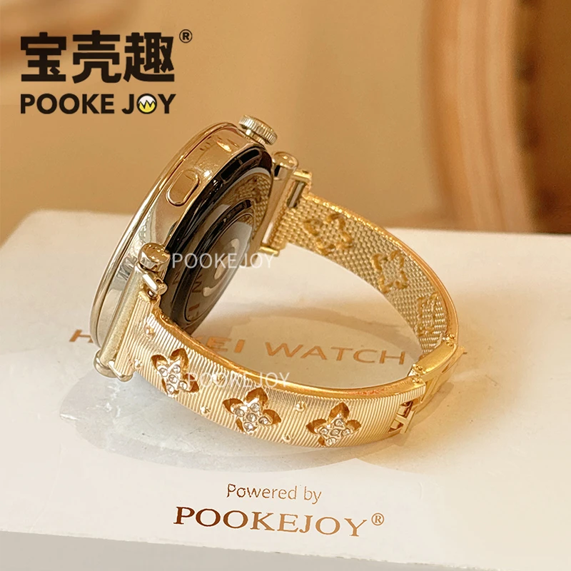 宝壳趣适用华为gt6/gt5拉丝花花手镯表带gt4金属表带gt3pro新款女