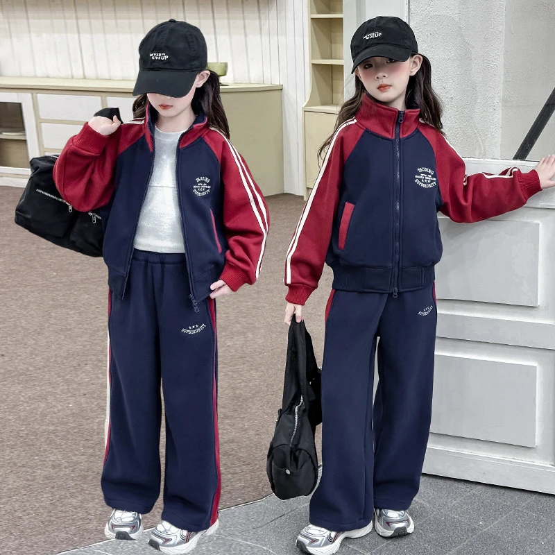 女童休闲套装春秋装2025新款中大童洋气网红卫衣卫裤两件套运动服