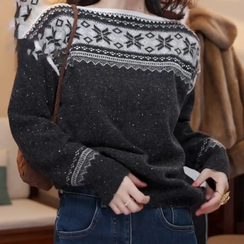 新款复古独特民族风提花长袖针织衫LK2507325