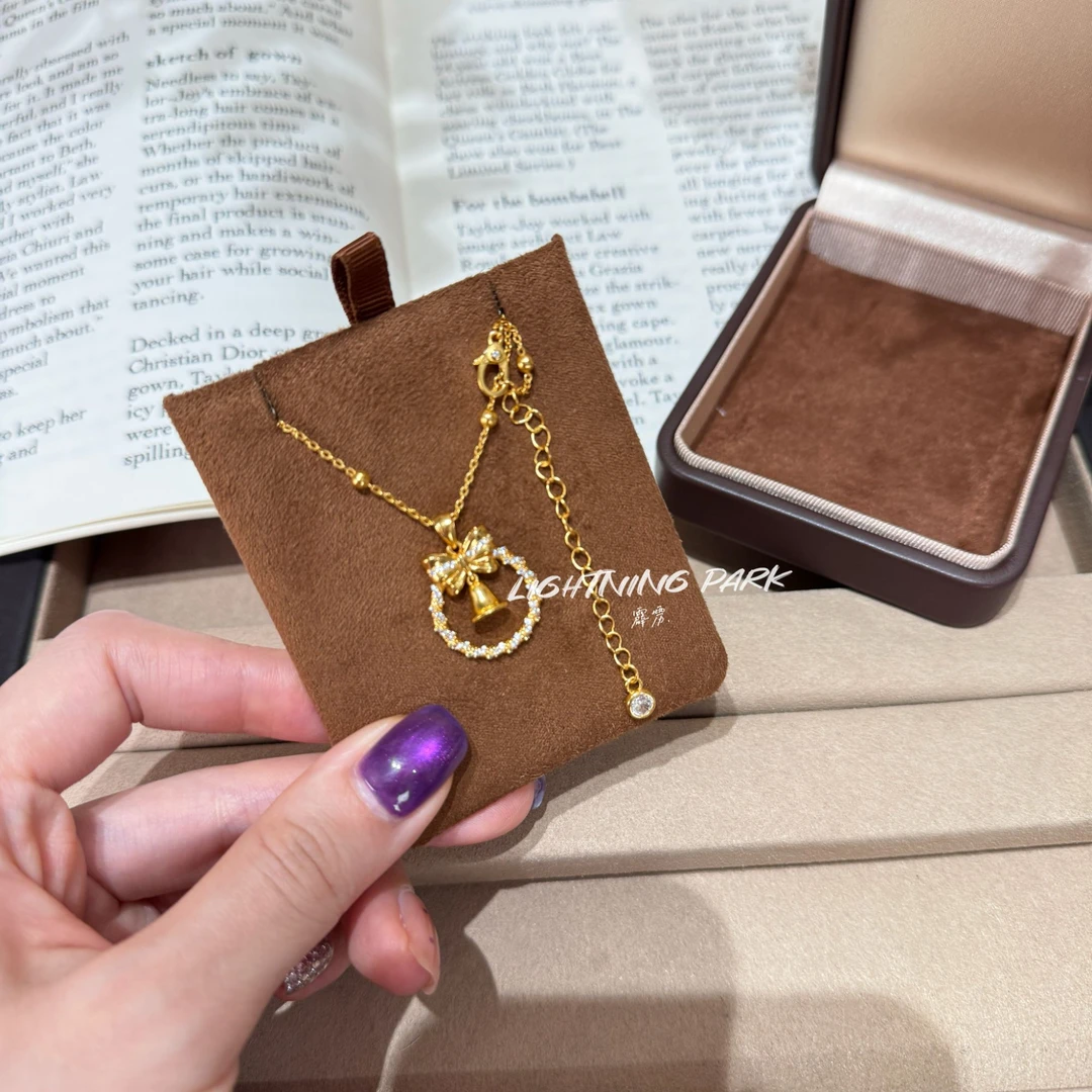 LIGHTNINGPARK 新中式蝴蝶结铃铛花环轻奢项链