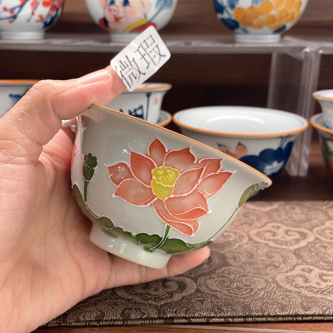 釉下手绘茶具微瑕