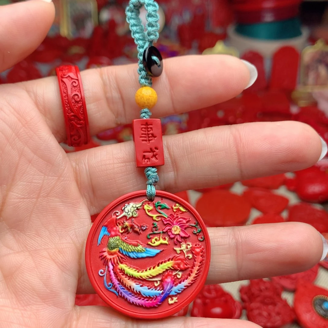 天然辰砂工艺品朱砂钥匙扣