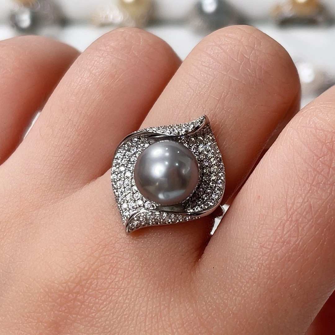海水珍珠戒指银S925镶嵌