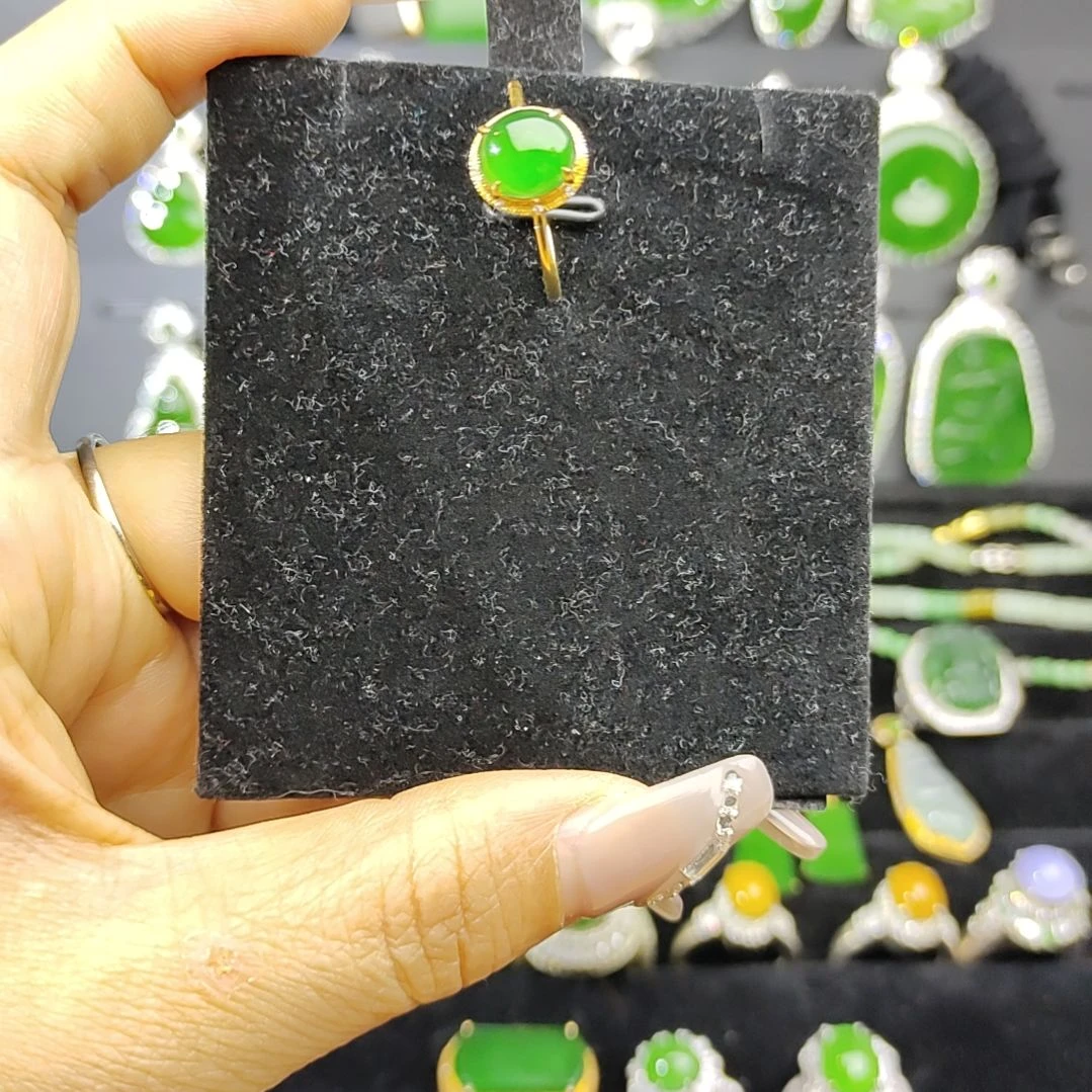 翡翠戒指18K金镶嵌6666655555