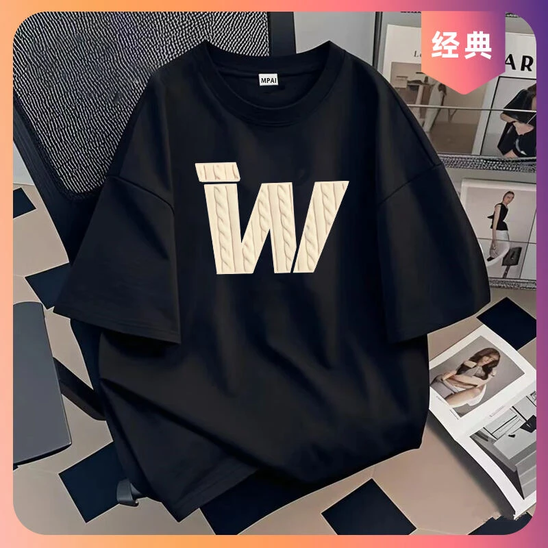 夏季新款冰感短袖t恤男士美式潮牌圆领ins潮流休闲半袖男装体恤衫