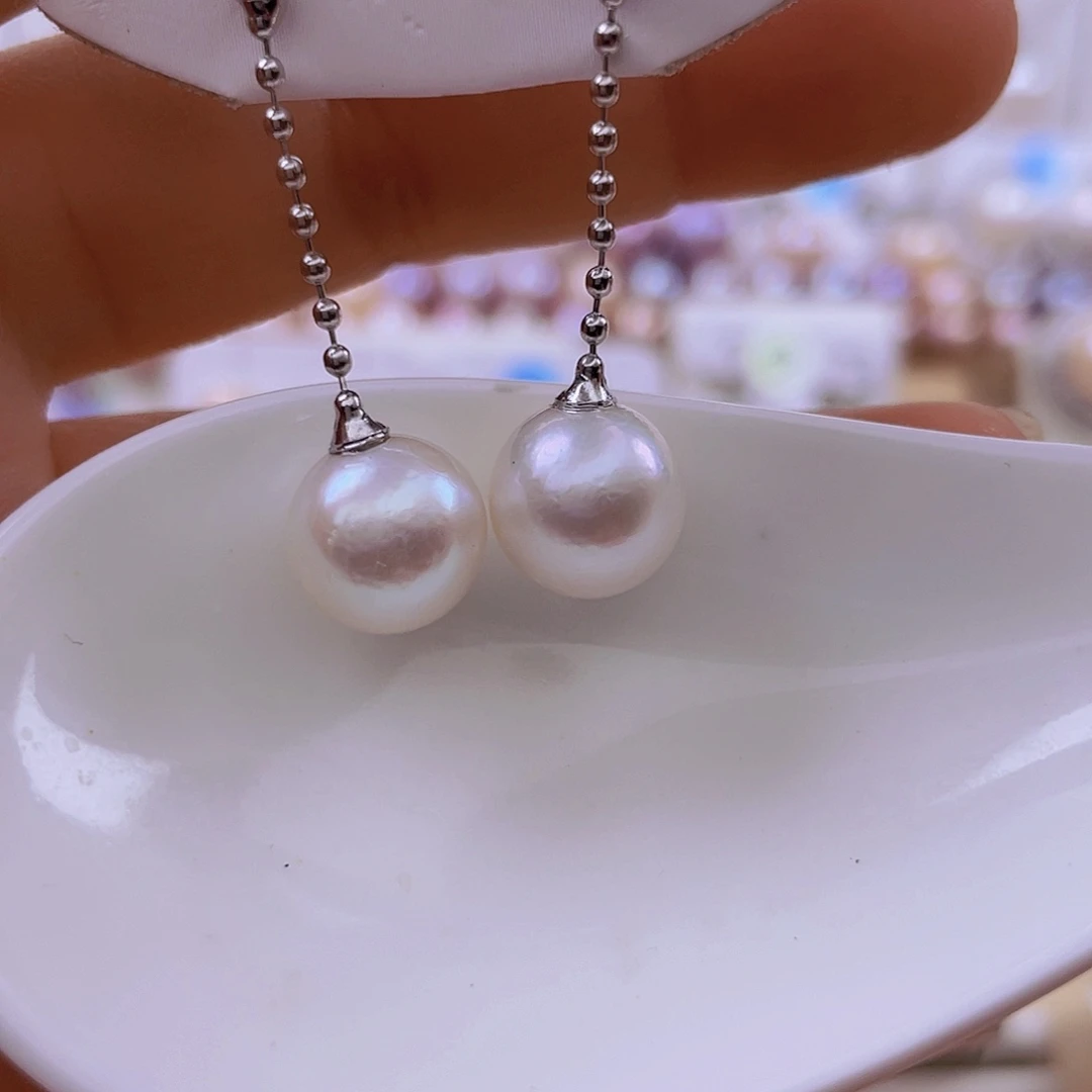 银S925镶嵌淡水珍珠耳饰