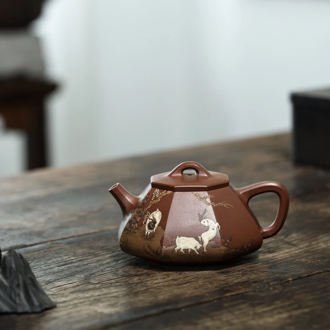 【精品.收藏】全手工八方石瓢.沈翠莲.底槽青.240cc.14孔.全玲泥绘