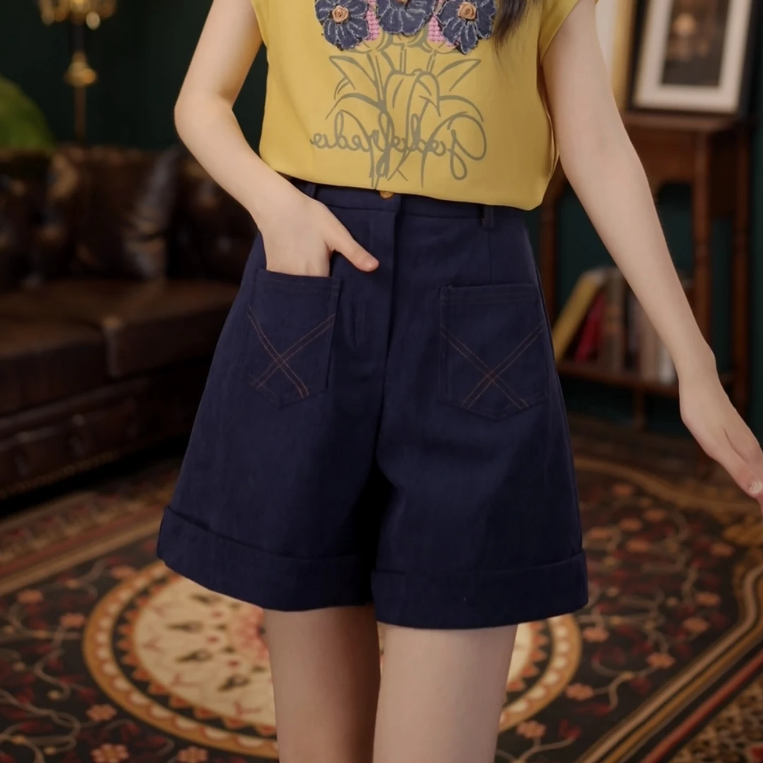 琦琦【火耀金丹】夏日新款百搭显瘦时尚短裤YR3882002