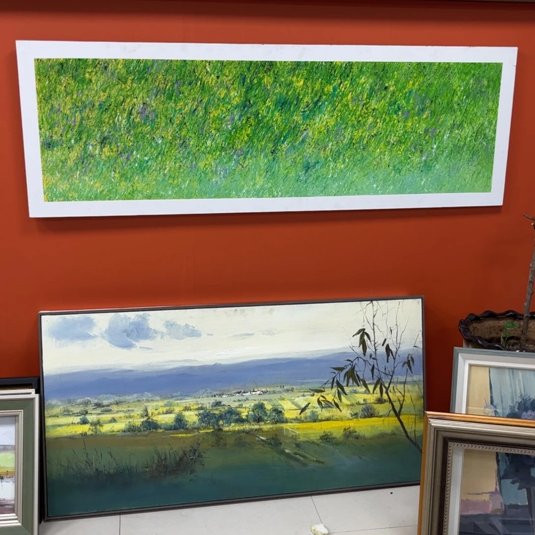 右***耳手工手绘精品油画带框50+150尺寸