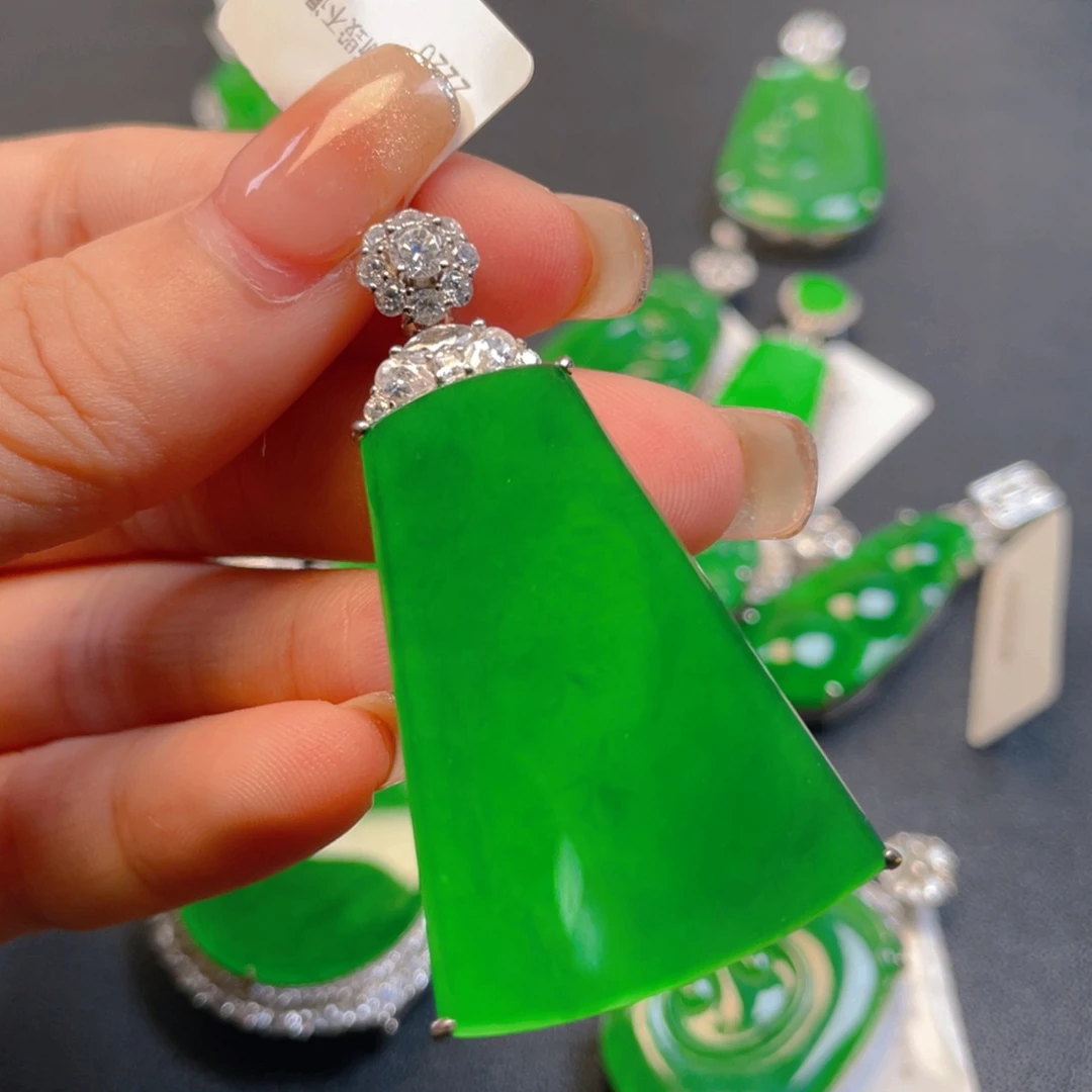 翡翠银S925镶嵌吊坠(不含链)