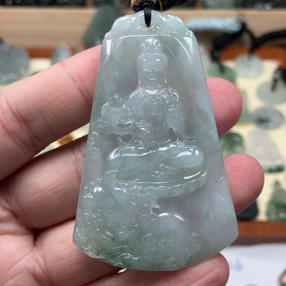 翡翠未镶嵌颈饰文殊 天然缅甸ａ货翡翠男女礼物高级感