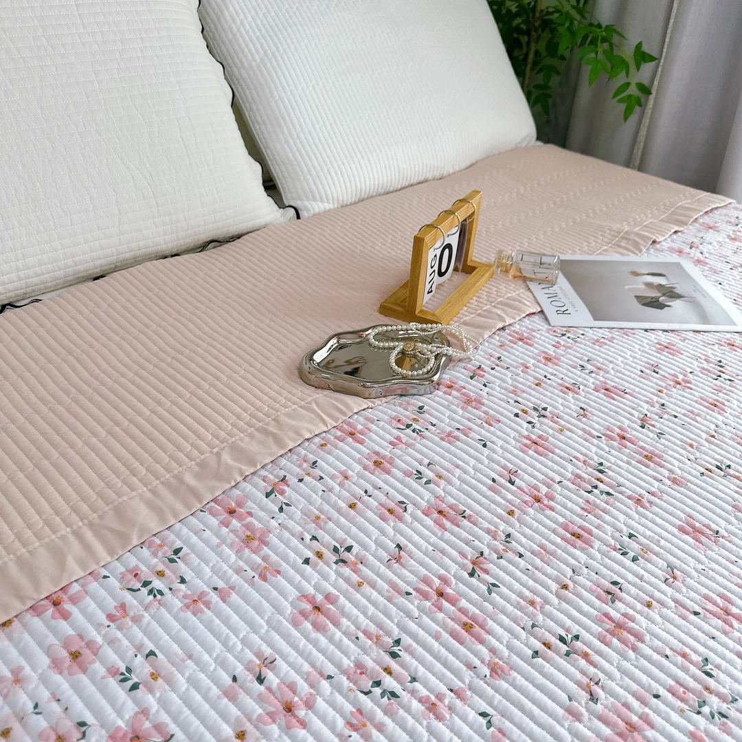 纯棉斜纹床盖单人双人床盖床单可机洗