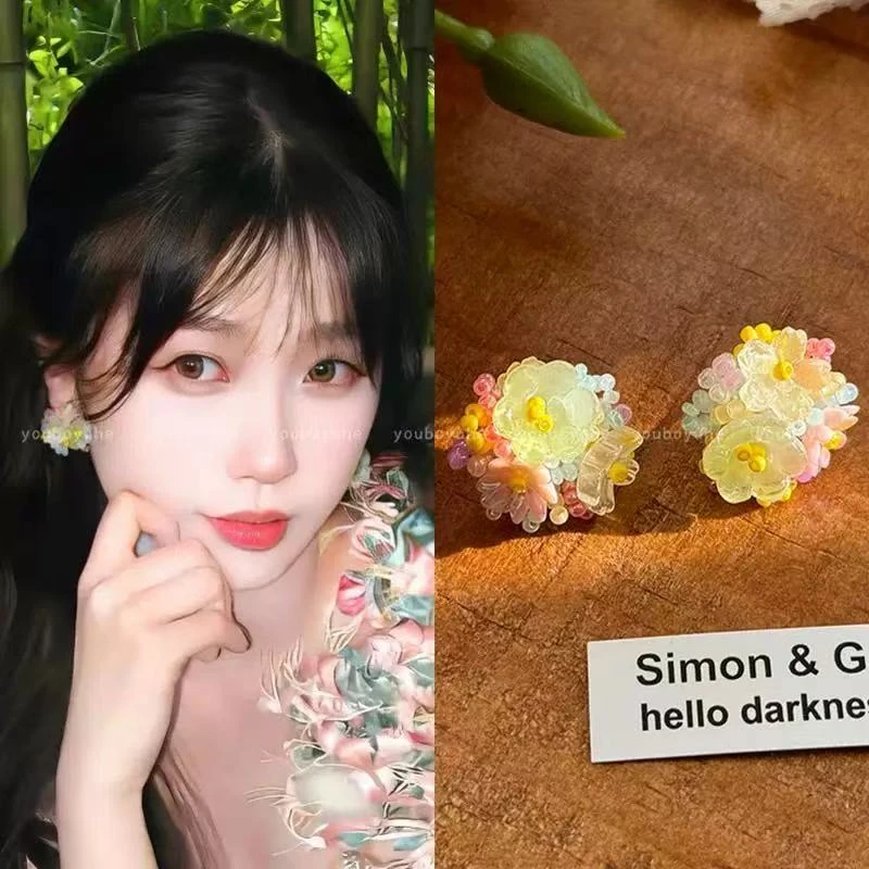 铜合金耳饰 A-82虞书欣同款度假风花朵耳钉新款适合夏天多巴胺