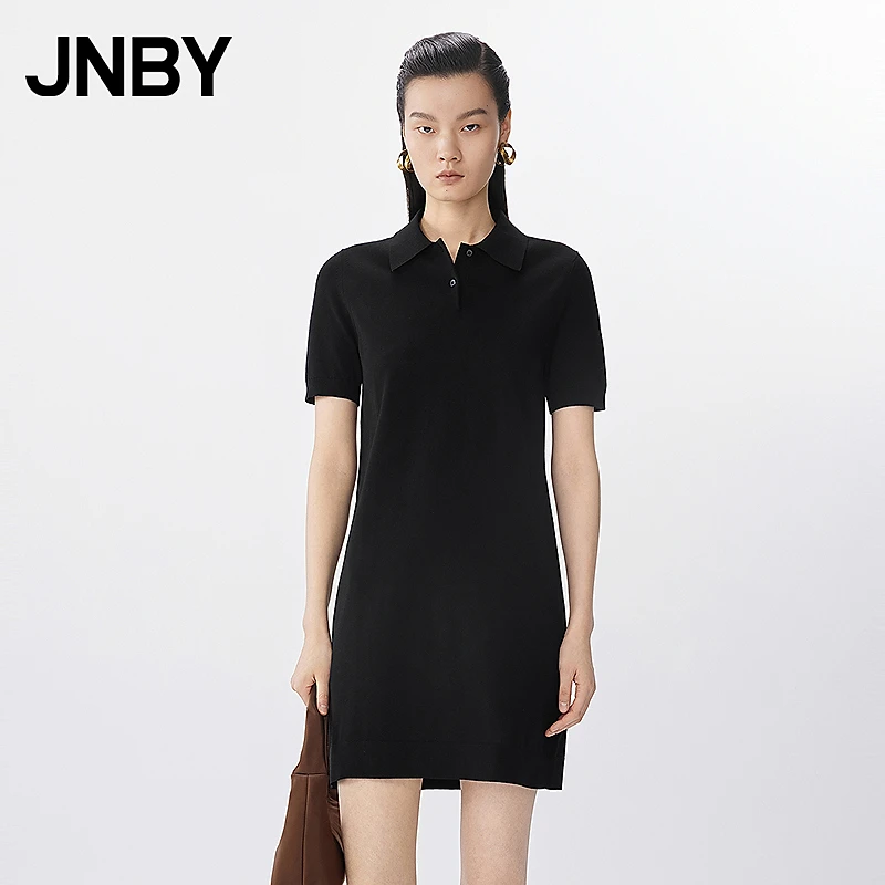 JNBY/江南布衣春夏polo领连衣裙棉醋酸直筒裙休闲通勤5P4G10860