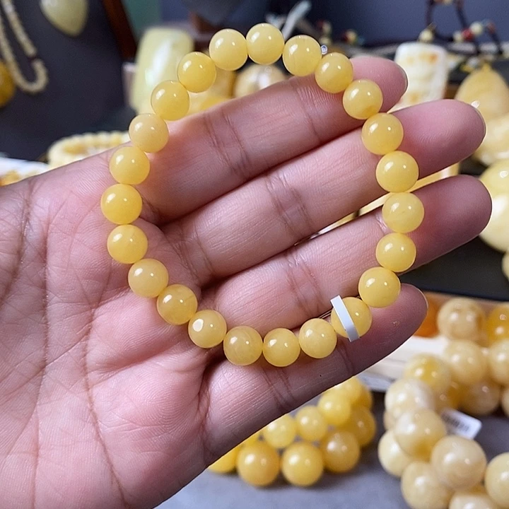 琥珀未镶嵌裸石手串