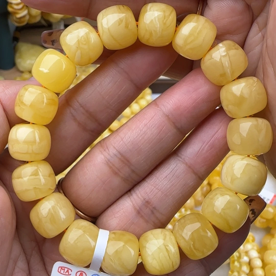 蜜蜡手链未镶嵌白花老型手串