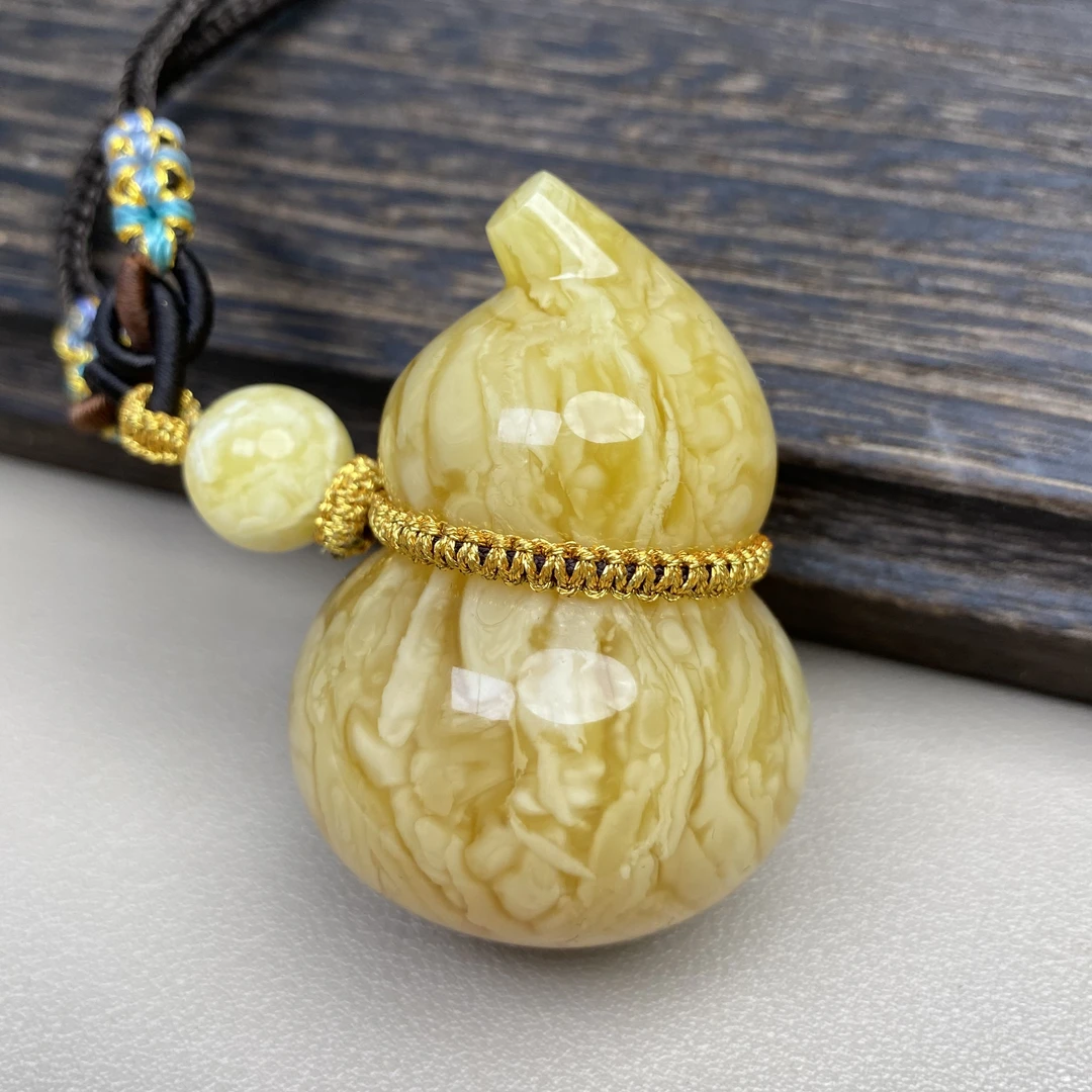 26.03克49×34毫浓蜡虎皮妖花蜜蜡葫芦水滴无事牌平安扣方扣毛衣链