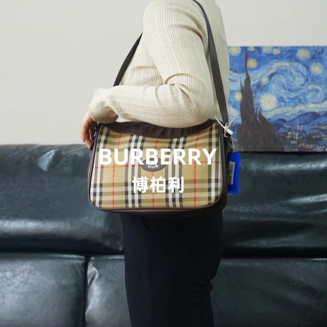 95新 BURBERRY/博柏利 巴宝莉/格纹单肩包/JJ12728451/8451