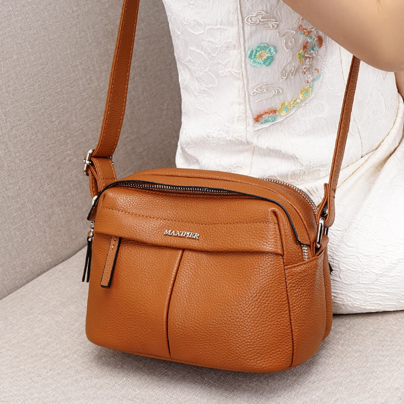 玛茜皮尔头层牛皮女款2025新款时尚轻便百搭包秋冬通勤休闲单肩包