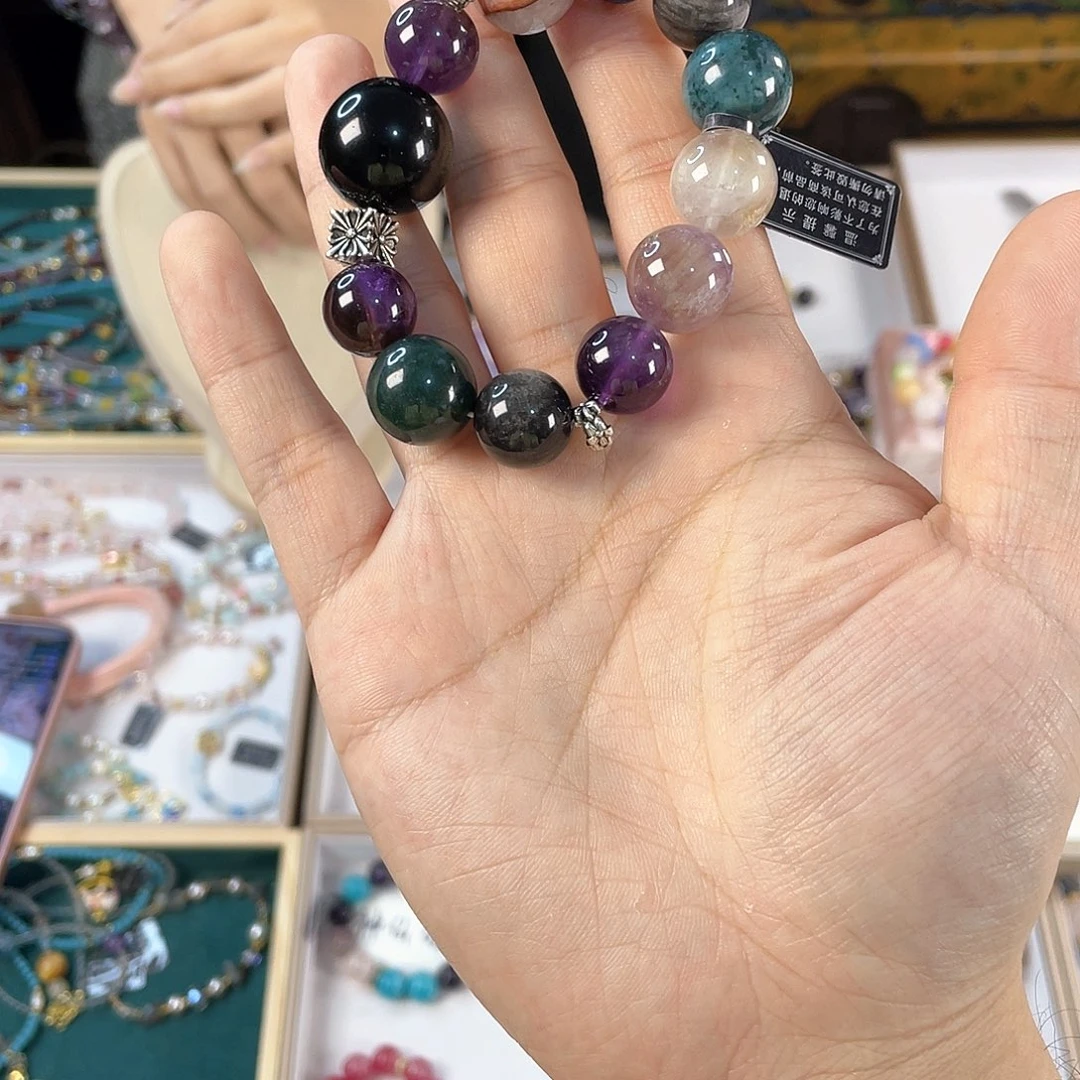 水晶手链银S925镀金镶嵌