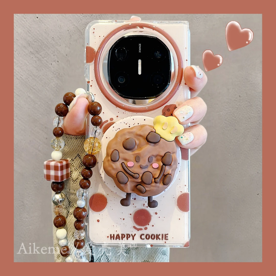 适用华为mateX6折叠屏手机壳MateX5典藏版棕色波点X3饼干磁吸支架