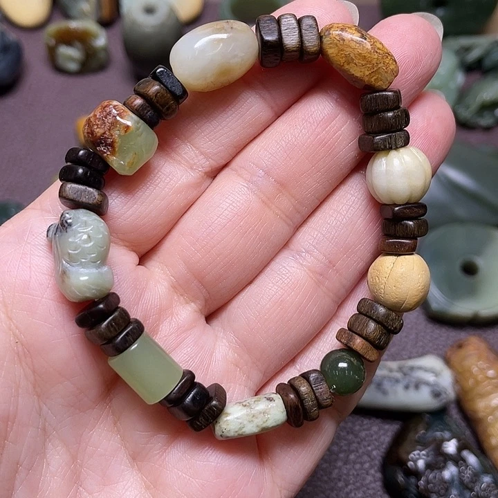 手链未镶嵌和田玉（糖玉）