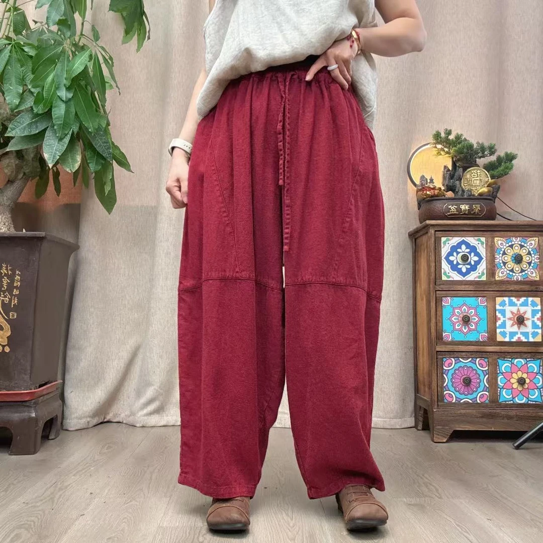 花璟原创设计炒色脏染设计灯笼裤（裤长90臀围162）