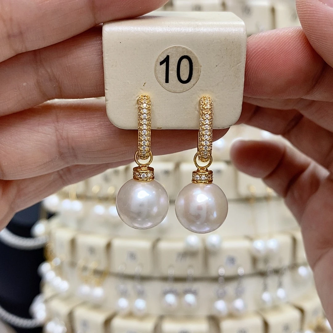 银S925镶嵌耳饰淡水珍珠