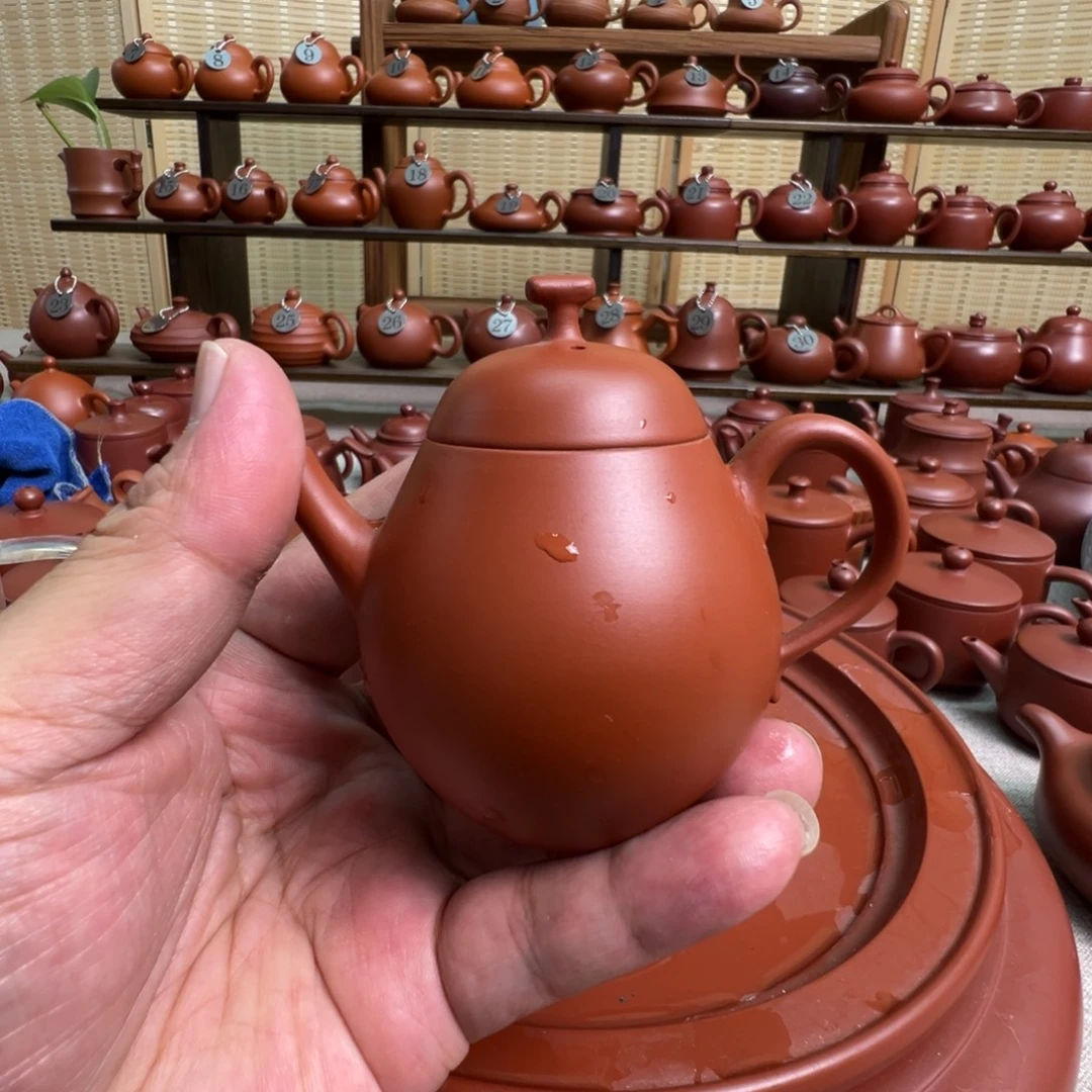 农***彪茶壶紫砂潮州手拉朱泥壶，微瑕不退换
