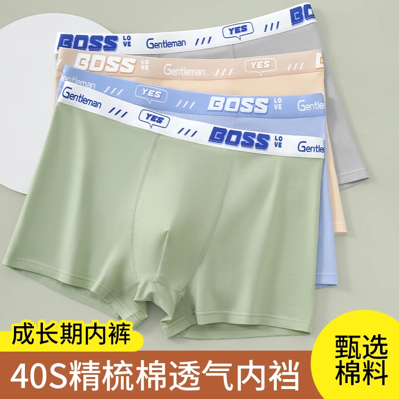 青少年12-15岁男童男生夏季纯棉内裤透气无痕舒适精梳棉男童内裤