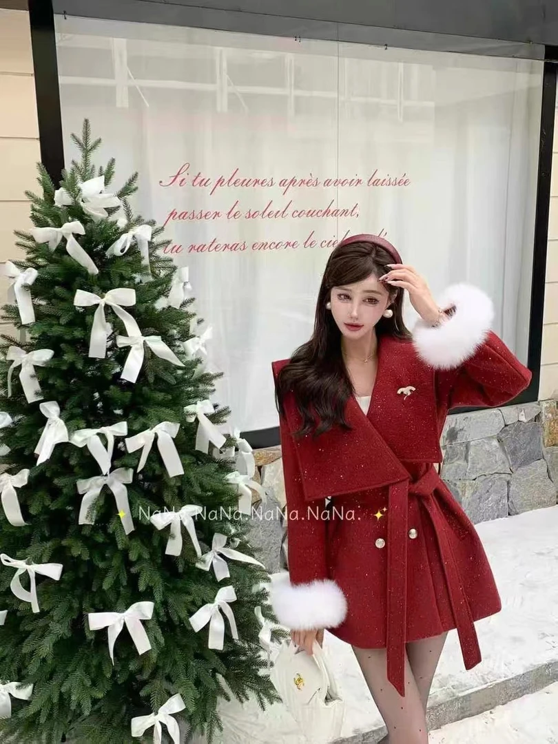 【xY精选】2024冬季新款千金小香风羊毛呢子外套