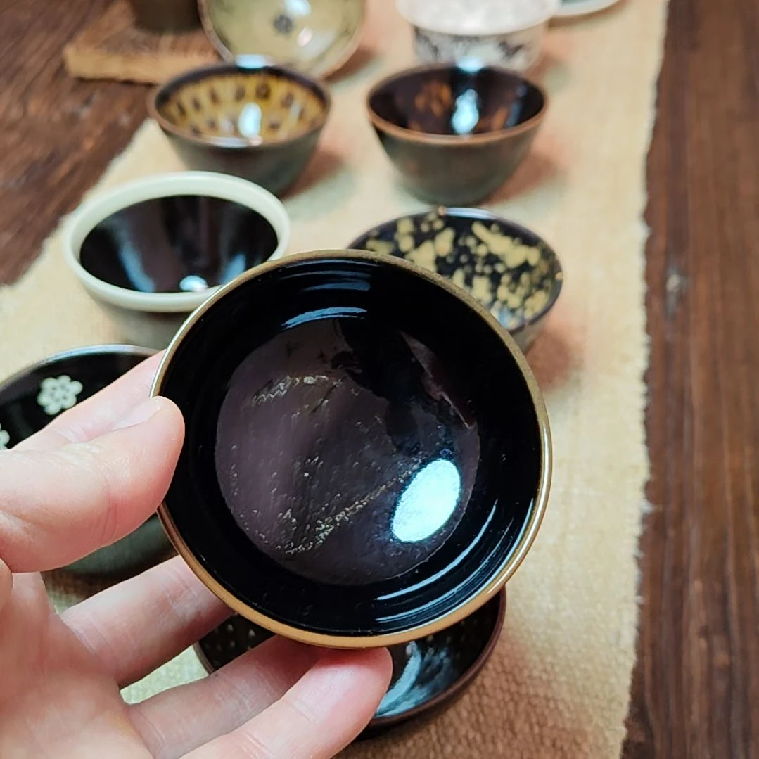 吉州窑原矿手工柴窑柴烧黑色釉盏（瑕品福利）