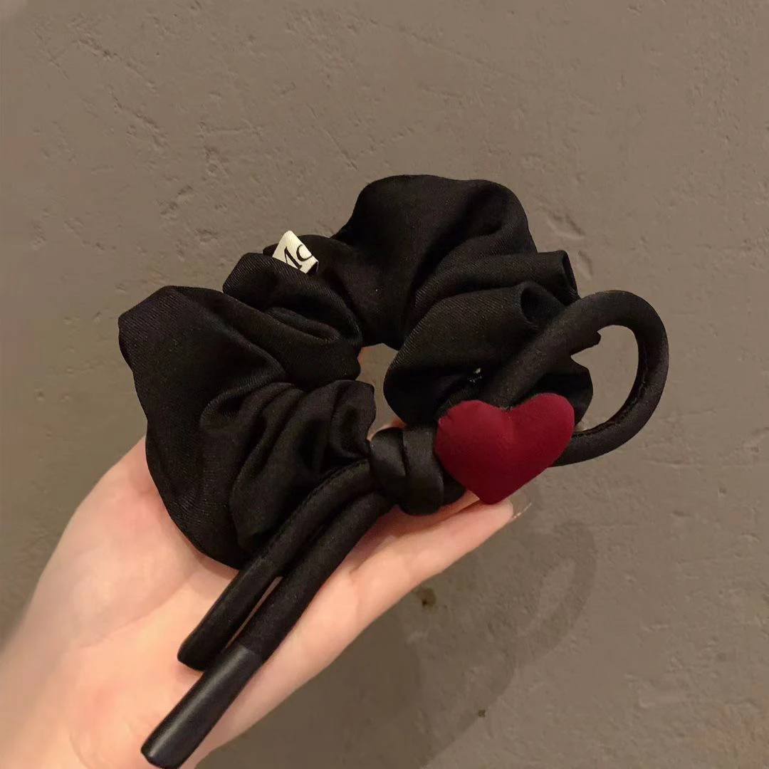 韩系时尚品质布艺发圈红心蝴蝶结肠圈头饰2025新款扎马尾发绳头绳