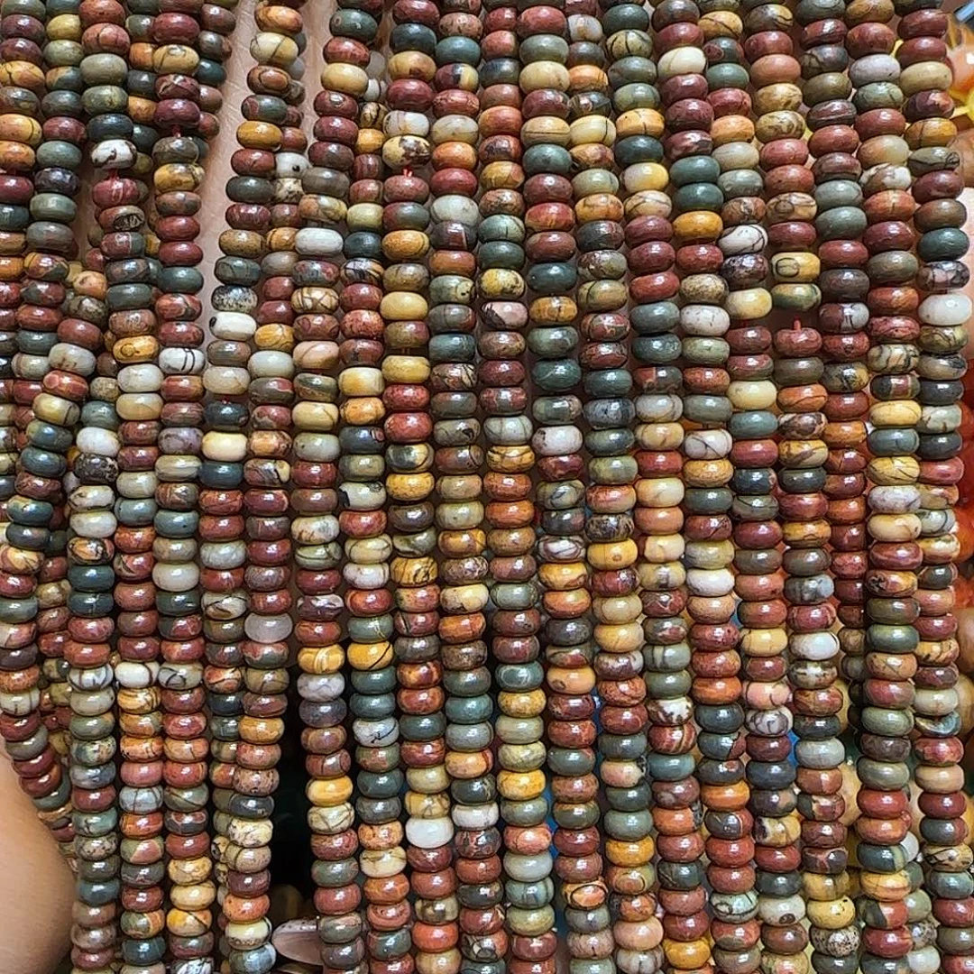 玛瑙/玉髓未镶嵌珠宝半成品4mm毕加索算盘一条