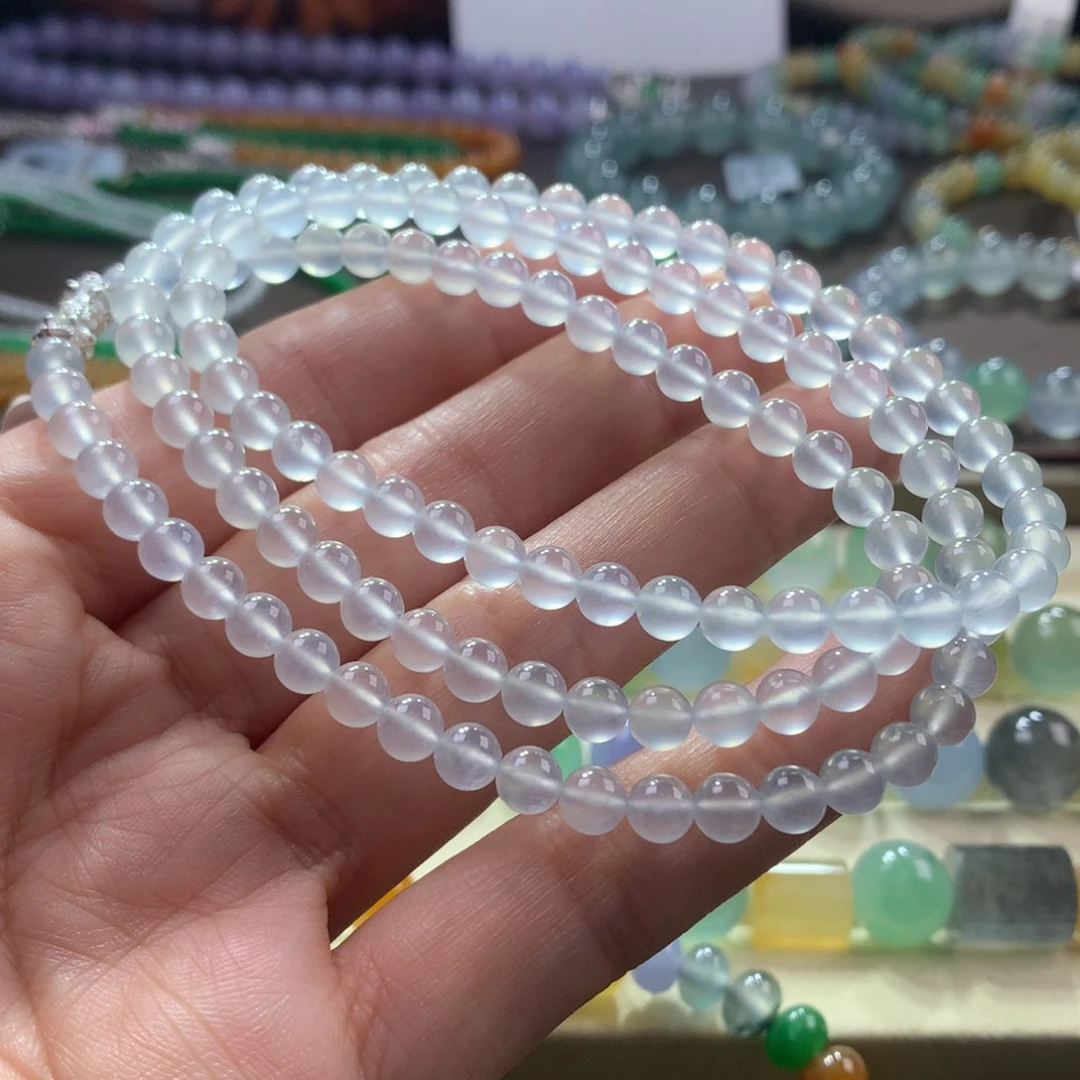 翡翠手链未镶嵌木那玻璃白卡5