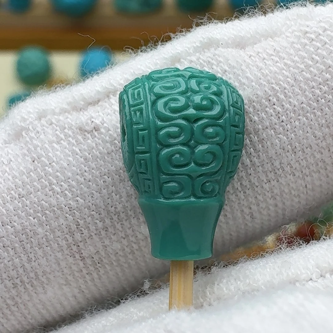 绿松石未镶嵌回纹三通8.6