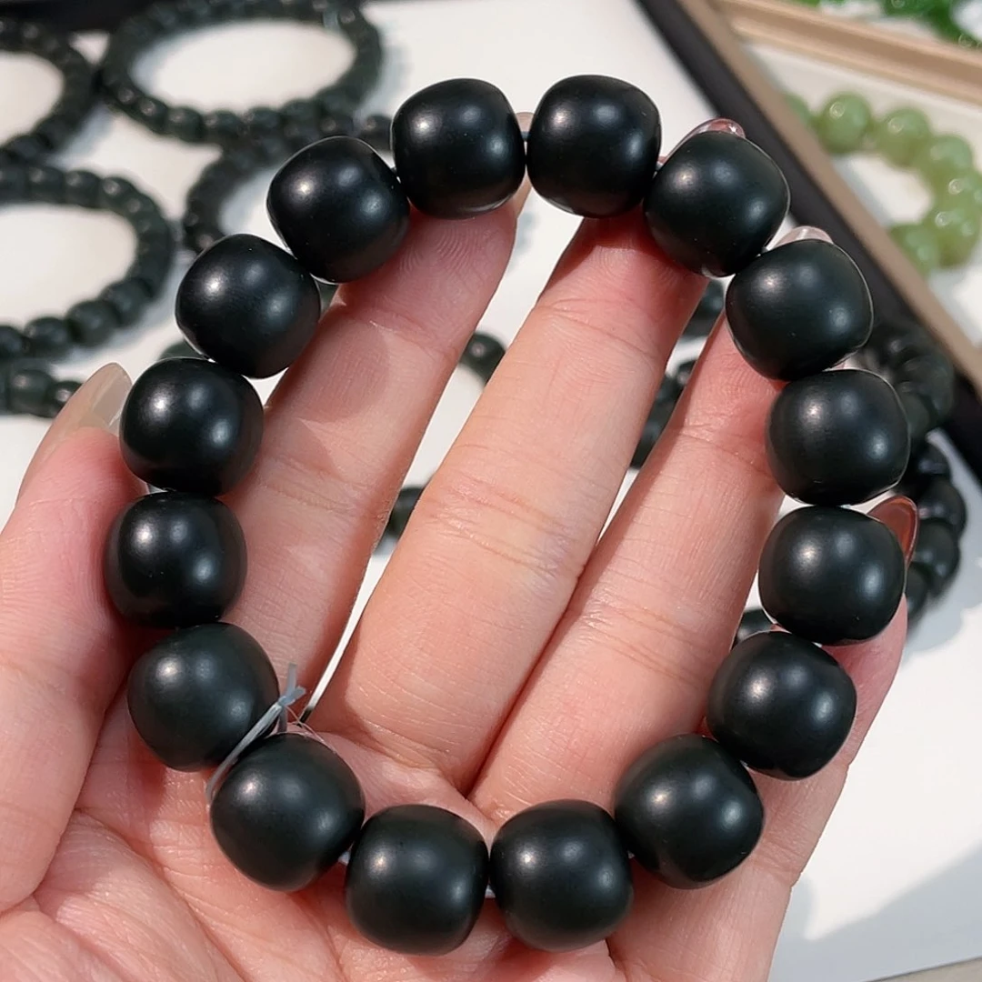 和田玉手链未镶嵌新疆黑青 14