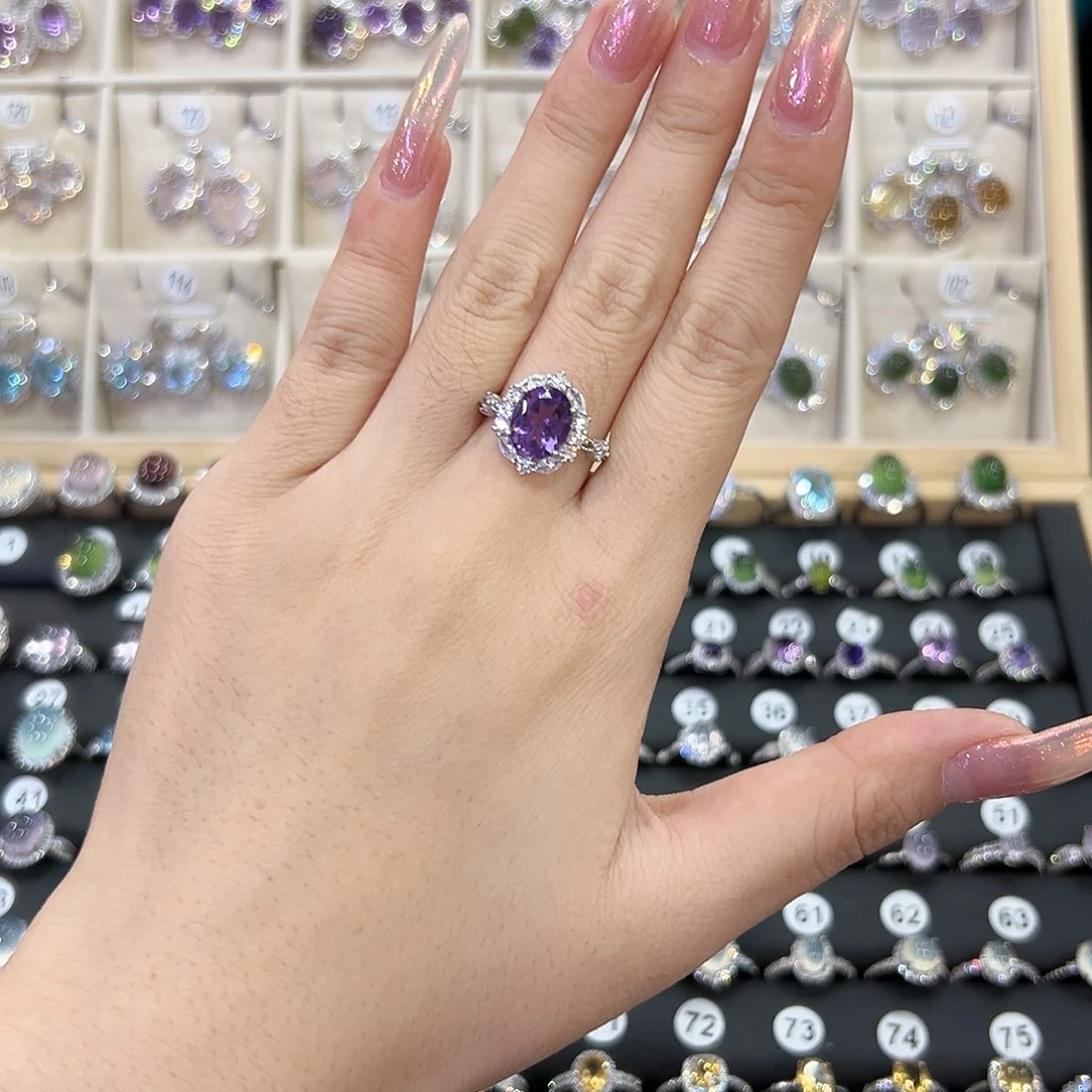 戒指水晶银S925镶嵌