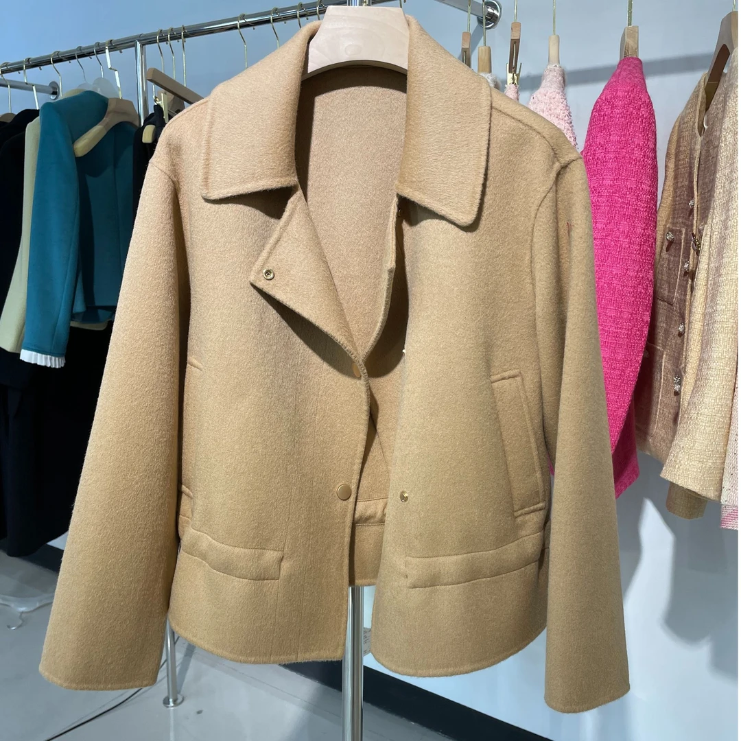 女士毛呢外套 宽松 直筒 短款 气质舒适纯色大衣