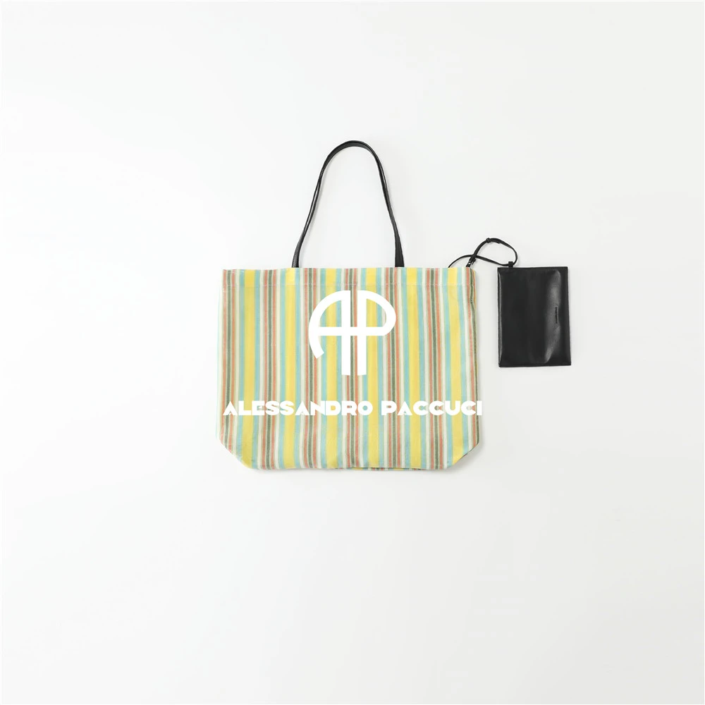 AP洛哥53100BT彩色条纹网料大容量时尚百搭托特包手提包