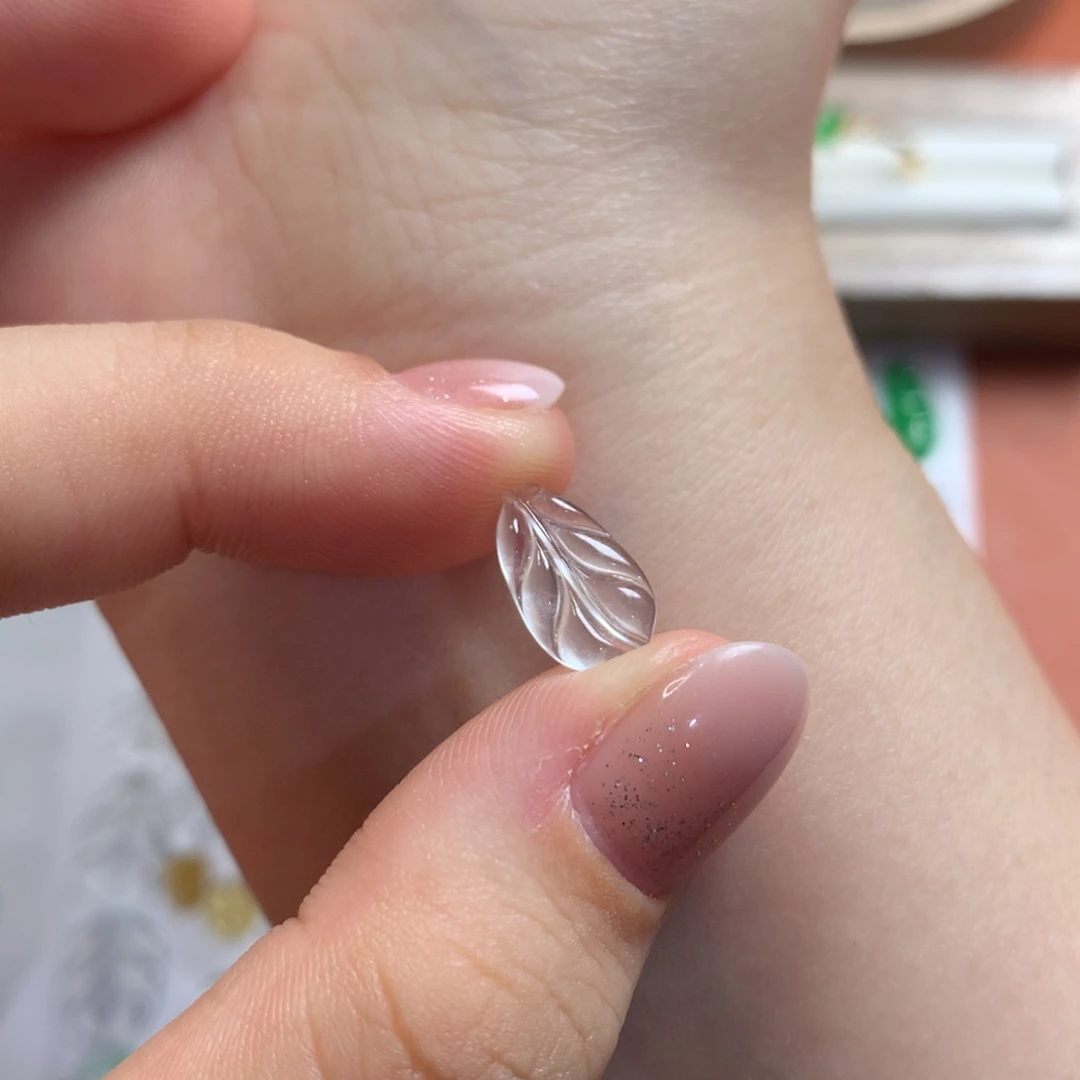 翡翠未镶嵌颈饰白冰玻璃透透叶卡11.5