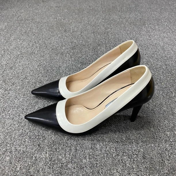 95新 Prada/普拉达 98新/Prada/37.5码/黑白高跟鞋/BF00927