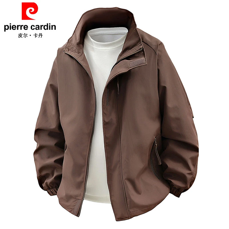 皮尔卡丹2025春季新款式立领夹克男士美式休闲宽松简约外套男