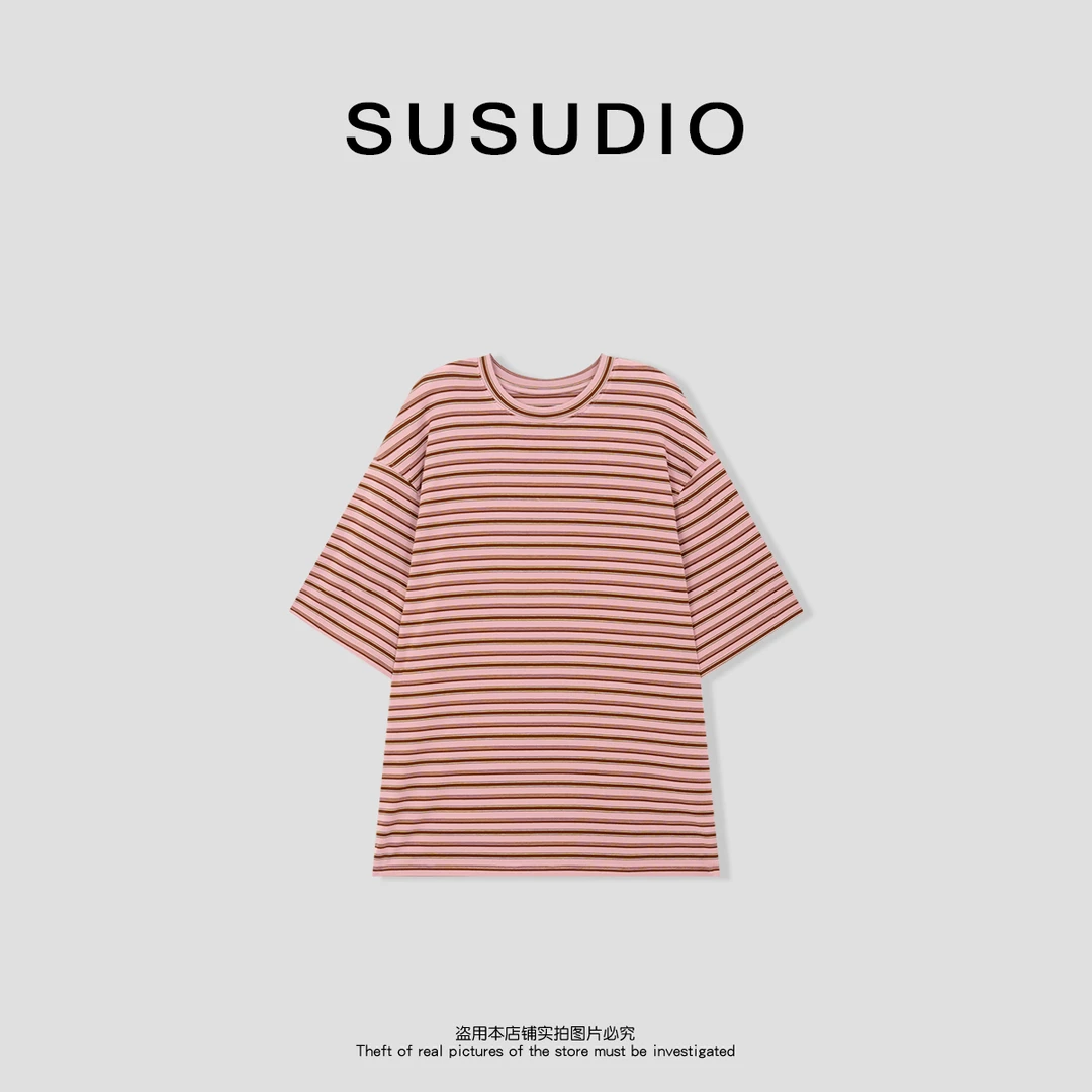 SUSUDIO 莱塞尔 韩版撞色随性慵懒风百搭显瘦T恤 10568