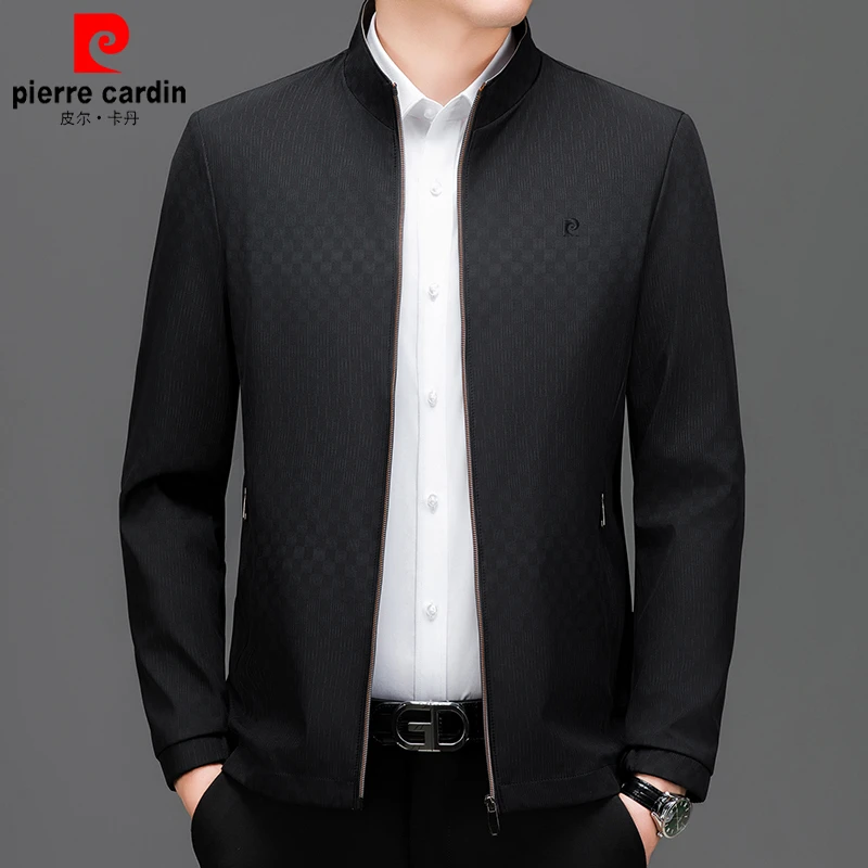 皮尔卡丹2025年秋冬季男士新款商务行政外套时尚休闲立领夹克外套