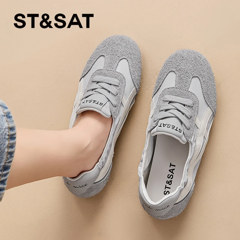 星期六真皮德训鞋女2025新款夏季美式阿甘板鞋休闲运动鞋轻便板鞋