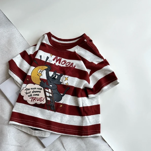 儿童韩版卡通条纹短袖T恤